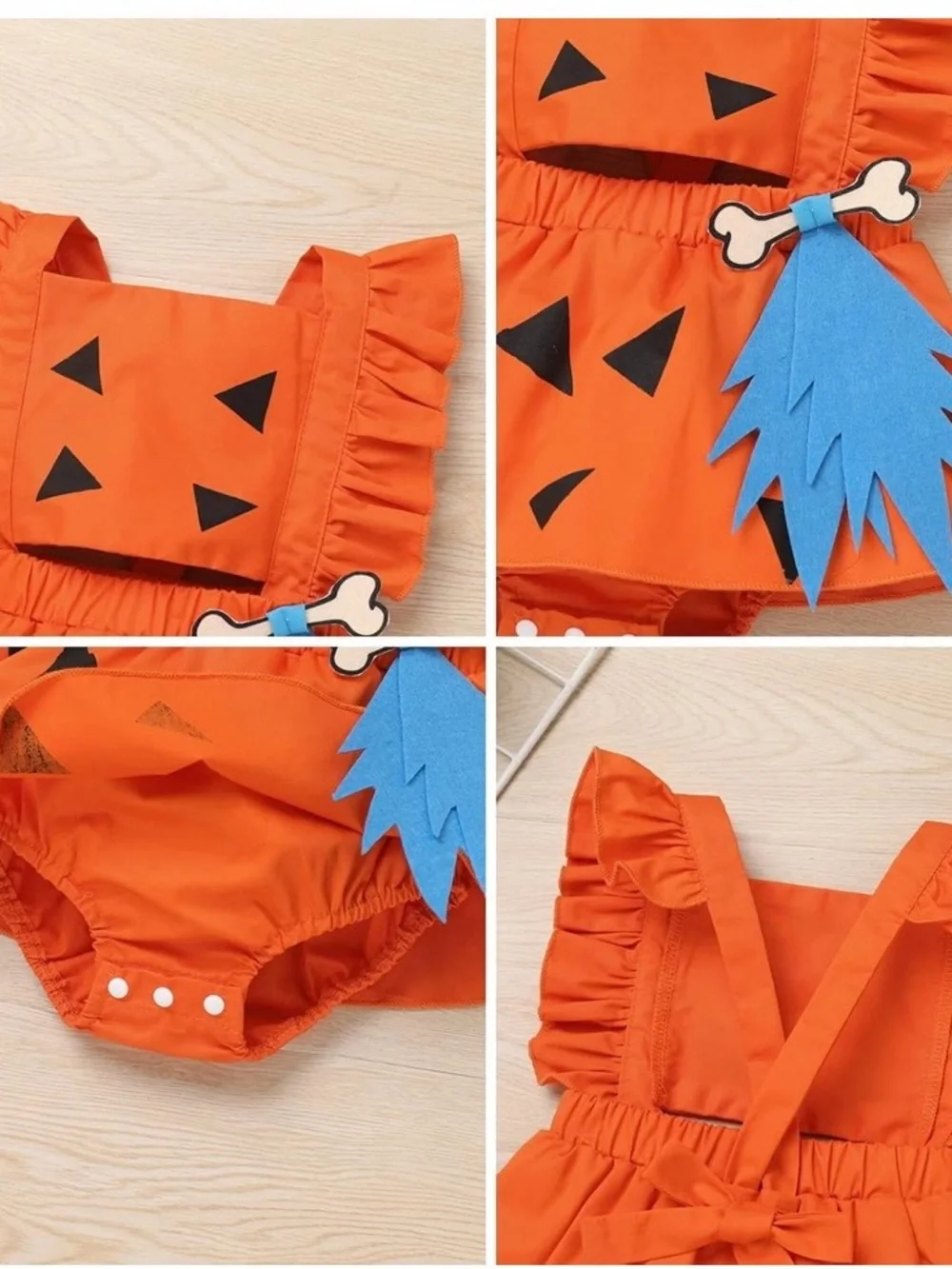Orange pebbles Ruffle Baby Costume with Bow